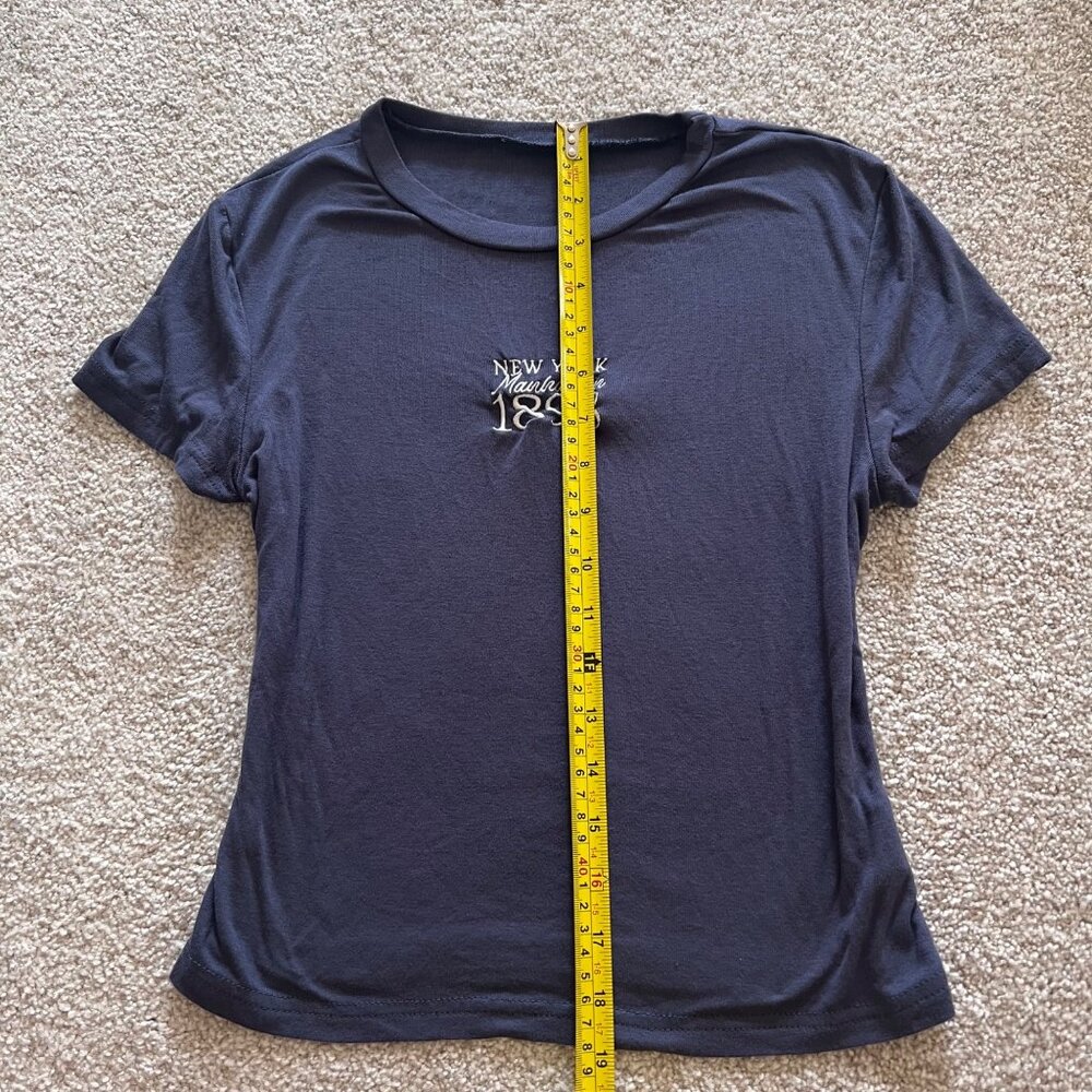 New York Manhattan 1898 Nautical Navy Blue Y2K Babytee Womens S - Picture 5 of 6